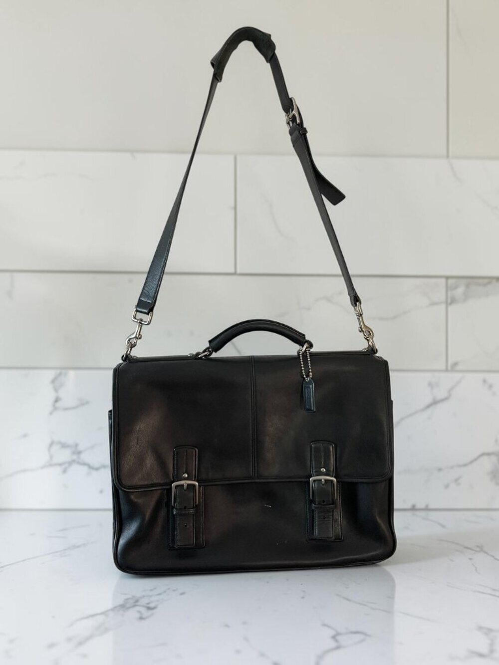 Vintage 2006 Coach Thompson 6455 Black Leather Executive Briefcase Messenger Bag - Picture 2 of 11